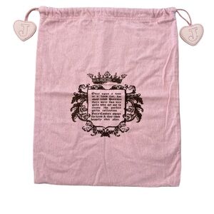 Vintage Pink Juicy Couture Draw String Storage Dust Bag Leather Hearts
